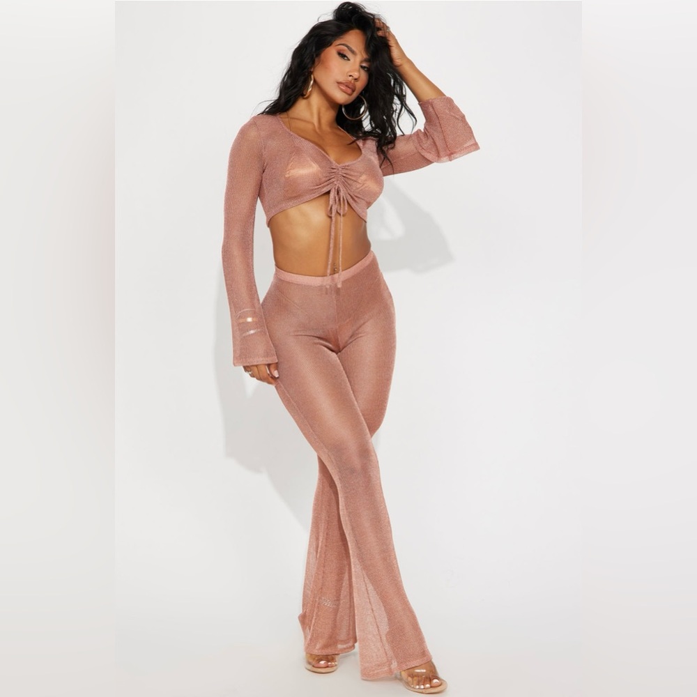 Fashion Nova Rose Gold Mesh Cover Up